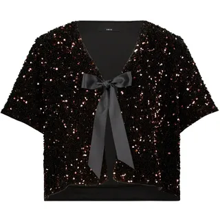 Jackenblazer ZERO "Blazerjacke mit Pailletten", Damen, Gr. 40, schwarz (schwarzbraun), Obermaterial: 95% Polyester PES. 5% sonstige Fasern AF., Blazer Jackenblazer