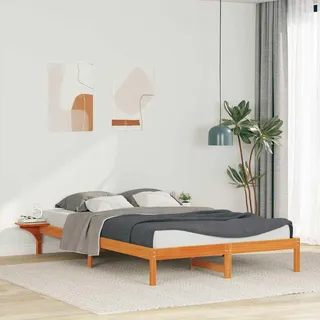 Design möbel Braun Bettgestell mit Nachttischen Wachsbraun 140 x 220 cm - Klassische Betten 2025Neu - Braun