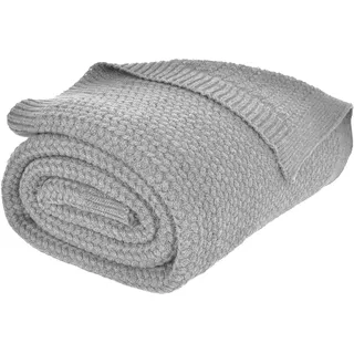nielsen HOME Wohndecke Jaron fein gestrickt, 150x200 cm, Hellgrau, 100% Baumwolle, Fischgrat-Optik