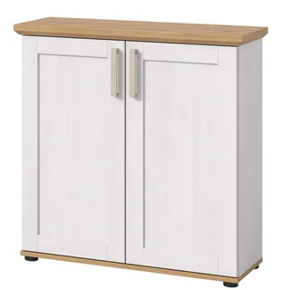 Inn.Furn Kommode weiß Lärche, Eiche Artisan 84 cm, Highboard Landhaus Stil , Holzwerkstoff , Nachbildung,Lärche, Eiche , Uni, Holz Optik , 2 Fächer , Rechteckig , 84x88x37 cm , FSC Mix , Kleinmöbel, Kommoden, Kommoden