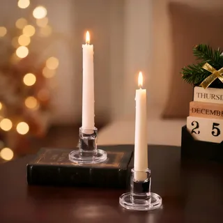 NUPTIO Kerzenhalter Glas Kerzenständer Stabkerzen: 2er Klar Stabkerzenhalter Kerzenhalter Stabkerze Klein Kerzenleuchter Glas Kerzenständer für Hochzeit Party Weihnachtsdeko Tischdeko Deko