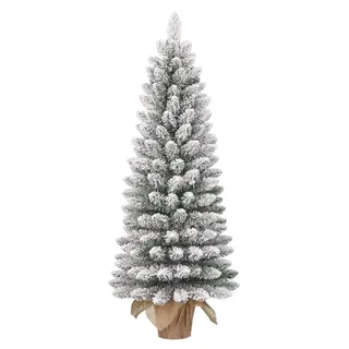 Black Box Trees Gerlos Schmaler Künstlicher Weihnachtsbaum in Jute - H90 x Ø41 cm - Grün Frosted - Grün