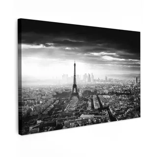 MuchoWow Leinwandbild Paris - Skyline - Eiffelturm - Stadt - Wolken Wanddeko 90x60 cm , Textil , Rechteckig , 90x60 cm , FSC 100% , gerahmt , Bilder & Rahmen, Bilder, Leinwandbilder