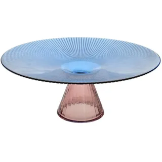 Mondex Etagere DAZ Glass Blau Glas , Blau, Transparent , 34x14x34 cm , Geschirr, Tischkultur & Serviergeschirr, Servierplatten