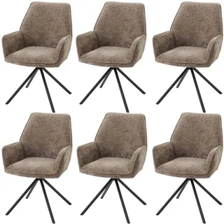Mendler Esszimmerstuhl HWC-G67 Chenille Braun 6er Set