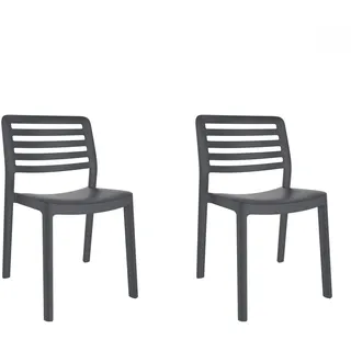 resol grupo GARBAR Wind Set 2 Stühle, für den Innenbereich, Außenbereich | Garten, Terrasse, Balkon, Wohnzimmer, Küche, Esszimmer | Design, leicht, stapelbar | Dunkelgrau