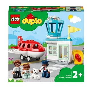 LEGO 10961 DUPLO Flugzeug und Flughafen Spielzeug Set für Kleinkinder ab 2 Jahren - Silber