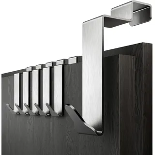 Menz Premium Türhaken zum Einhängen Innenseite im 6er Set - Edelstahl Kleiderhaken Tür Innenseite, Türgarderobe innen - Handtuchhalter Tür innen, Türhaken Rückseite mit hoher Tragkraft