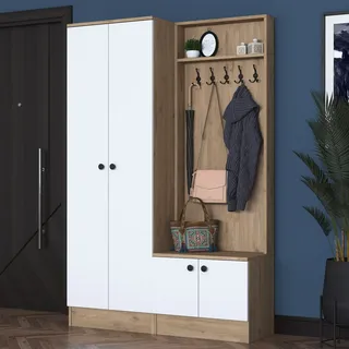 Skye Decor, P6 - M5 - 2423, Schränke, Flurständer, Weiß, 119,6 x 182,8 x 35,5 cm - Weiß, Braun