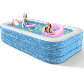 CACSPS Aufblasbare Schwimmbecken, 160 x 102 x 51 cm, Großes aufblasbares Pool für Kinder und Erwachsene, Langlebiges Familien-Freizeitpool, Kinderbecken für Garten, Hinterhof oder Innenbereich