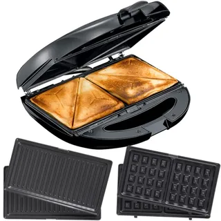 Melissa 16240110 Waffeleisen Kontaktgrill - antihaftbeschichtet und Spülmaschinenfest - anti-rutsch Füße - Kontrollleuchte - 850 Watt - schwarz