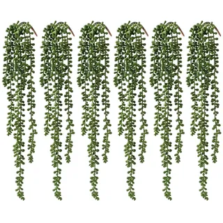dallisten Künstliche Sukkulenten zum Aufhängen, künstliche Perlenschnur, Grünpflanzen, Dekoration für Wand, Haus, Garten, drinnen und draußen, 6 Stück