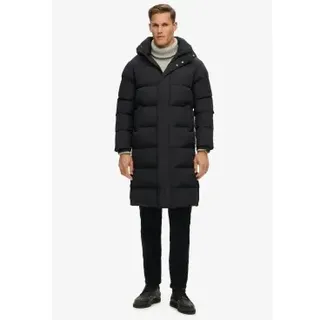 Superdry für Herren. M5011977A Lange Steppjacke mit Kapuze schwarz (XL), Lässig, Nachhaltig, Recyceltes Nylon