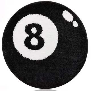 JynxtoyZeal Rund Billard Schwarz 8 Teppich,Tischball Teppich Kinderzimmer,Billard Teppiche,Billard Anti-Cashmere Teppiche, Kinderzimmer Stuhl Badematte (60 x 60 cm)