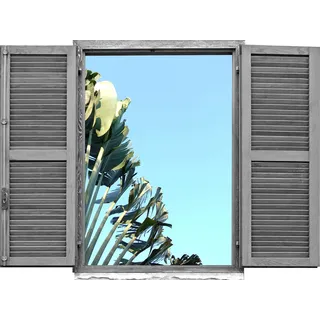 queence Wandtattoo »blauer Himmel« Wandsticker, Wandbild, selbstklebend, 3D, Fenster, blau