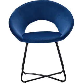 SAM® Schalenstuhl Samtbezug blau Gestell schwarz LENNY - Blau