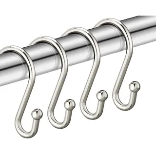 Nickel-Duschvorhanghaken, rostfrei, Duschvorhangringe für Badezimmer, Set mit 12 Stück, Chictie-Silber, S-förmig, dekorative Duschvorhanghaken, Gardinenhaken, Vorhanghaken, Kleidung, Handtücher usw