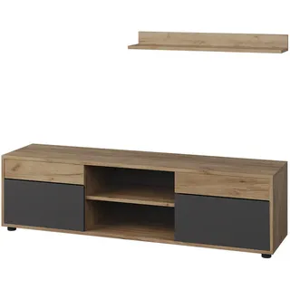 Vicco Wohnwand Berno Goldkraft Eiche/Anthrazit 2 Teile, Model 57825 - Braun, Dunkelgrau