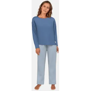 TOM TAILOR Pyjama "Positivism" 2 tlg. Streifendesign, Langarm, Rundhalsausschnitt, lange Hose, Baumwollmix, blau, mittel, streifen