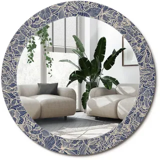 Wallfluent Spiegel Rund Ø 70 cm mit Aufdruck , Glas , 70x70x0.4 cm , Spiegel, Wandspiegel