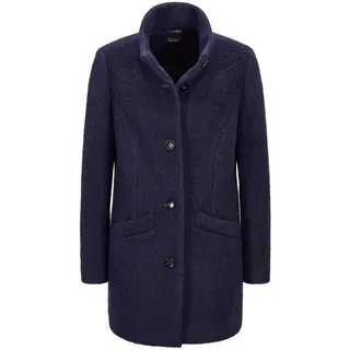 Langmantel GOLDNER "Stepp-Winterjacke mit Kapuze", Damen, Gr. 42, blau (marine), Obermaterial: 50% Polyester PES. 50% Wolle mw., figurumspielend, Mäntel Langmantel, Mit hochwertigem Twillfutter
