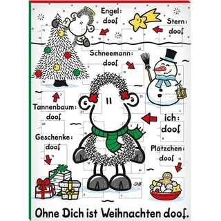 Sheepworld Adventskalender Motiv "Ohne Dich" | Schoko-Adventskalender gefüllt mit insgesamt 75 g Schokolade, 26 cm x 25 cm | Kalender für Weihnachten, Geschenkidee | 51265