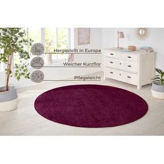 HANSE HOME Nasty Läufer – Flauschiger Kurzflor Teppich Einfarbig Unifarben für Esszimmer, Wohnzimmer, Kinderzimmer, Flur, Schlafzimmer, Küche – Uni Brombeere, 80x200cm