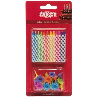 Dekora - Originelle Geburstagskerze-Deko Kerzen | Kerzen Set für Kerzen Deko von Assortierte Farben - Geburtstagskerze mit bunten Standfüßen