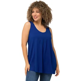 Ulla Popken Damen große Größen Übergrößen Plus Size Top, Zierfalten, A-Linie, Rundhals, ärmellos, Modal Kobaltblau 50+ 796470760-50+
