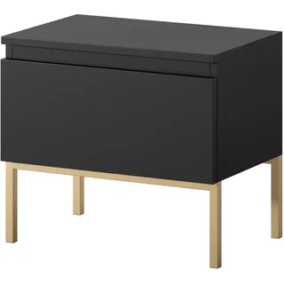 Selsey Nachttisch Beistellschrank Beistelltisch Nachtschrank Mit Schublade Schwarz Goldene Beine Bemmi