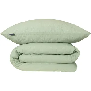 Schiesser Bettwäscheset Laura - Baumwoll Seersucker - 2-teilig - 155 x 220 cm - Hellgrün