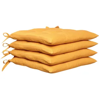 Peyer Syntex Sitzkissenset , Gelb , Textil , 4-teilig , Uni , Füllung: Schaumstoff , quadratisch , 40x40 cm , mittels Bändern zu befestigen, Fleckschutz , Heimtextilien, Wohntextilien, Sitzkissen