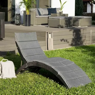di volio Sonnenliege aus Polyrattan mit Auflage CIAMPINO – komfortable Gartenliege im edlen Design - klappbare Relaxliege - Schwarz