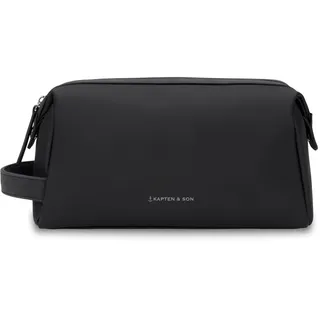 Kapten & Son Windsor Kulturtasche All Black 3 L | Kulturtasche Damen & Herren | Kosmetiktasche aus veganem Tech-Material | Wasserabweisend, mit Innenfächern & Trageschlaufe | Washbag 14x25x11,5 cm
