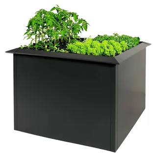 Hochbeet aus pulverbeschichtetem Eisen, Gemüsebeet, Blumenkasten, Pflanzkübel, mit Schneckenkante, 78x110x110cm, anthrazit - Grau