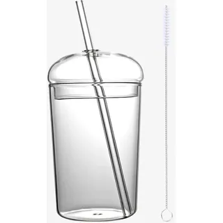 Ktnyl Smoothie Becher, Trinkgläser Mit Deckel, Iced Coffee to Go Becher, Glas Mit Deckel Und Strohhalm, Trinkglas Mit Strohhalm Und Deckel, für Saft, Kaffee, Smoothies, Tee Und Andere Getränke
