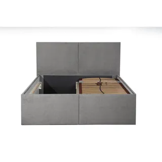 Halmon Schlafkomfort Betten Polsterbett Milano Grau 100 200 32 Stauraum Mit hochwertiger Matratze H2 (bis 100 kg) und Lattenrost , Holz , Höhe ca. 22 cm , 100x200 cm , Schlafzimmer, Betten, Polsterbetten