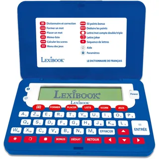Lexibook Französisch, elektronisches Taschenwörterbuch, Definitionen, Rechtschreibung und Grammatik, Reime, Kreuzworträter, 10 cm Display mit 4 Zeilen, erweiterte Funktionen, D660FR, Blau