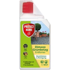 PROTECT HOME Dimaxx Grünbelag-Entferner, Steinreiniger gegen Grünbeläge, Moose und Algen auf Wegen und Plätzen, 1 Liter Konzentrat für 160 m2, Farblos