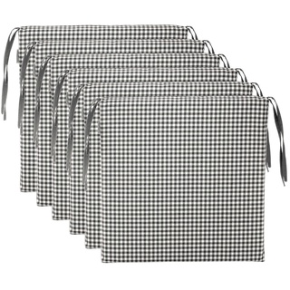 Brandsseller Sitzkissen Stuhlkissen kariert Kissen Sitzpolster - 40 x 40 cm (6er-Set, grau)