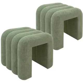 Mobili Rebecca Pouf 2er Set Dunkelgrün 38/40/40 cm , Grün , Textil , 40x40x38 cm , Wohnzimmer, Sessel, Hocker & Hockerbänke, Poufs