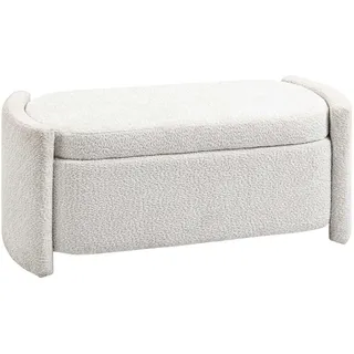 Homcom Sitzbank, mit Stauraum, Polsterbank mit Deckel, Samtoptik, Creme 105 x 44 x 45,5 cm