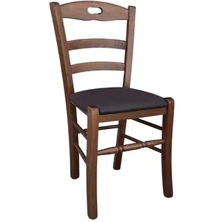 Holzstuhl loris Walnuss Dunkelheit Mit Sitzend Gepolstert Kunstleder Farbe Brown
