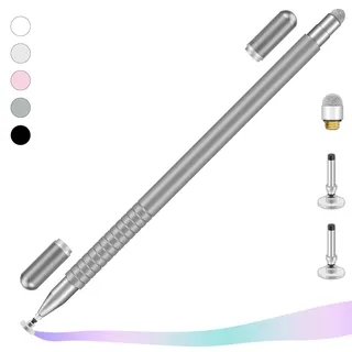 iMoebel Tablet Stift Eingabestift Universal, 2 in 1 Touchscreen Stift Stylus Pen mit 2 Magnetischen Kappen für Tablets Handy iPad iPhone Smartphone Samsung Huawei usw., Grau