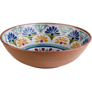 APS 84690 Schale „Arabesque“, Melamin Schale 31 cm Durchmesser, Höhe 9 cm, Innen Dekor: Spanisches Design, Außen Dekor: Terrakottaoptik, 3 Liter