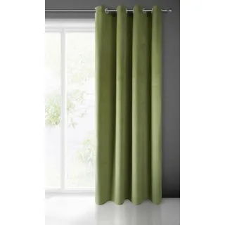 Eurofirany PIERRE Samt Vorhang mit Ösen -1 Stk. Velvet Einfarbig Gardine 200g/m2, Samtvorhang für Wohnzimmer Schlafzimmer, 140x250 cm, Olivgrün