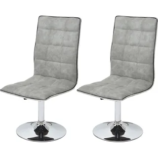 2er-Set Esszimmerstuhl HWC-C41, Stuhl Küchenstuhl, höhenverstellbar drehbar, Stoff/Textil vintage betongrau - Grau