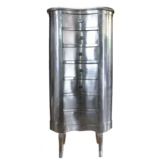 Casa Padrino Barock Kommode Silber mit 7 Schubladen Oval - Antik Stil - Barock Möbel - Silber