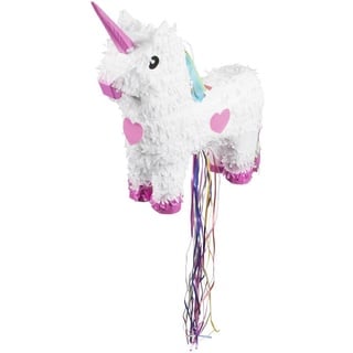 Boland 30932 - Pinata Einhorn, Größe 47 x 39 cm, Weiß-Rosa, Karton, Schlag-Pinata, Geburtstag, Mottoparty, Feier, Kindergeburtstag, Deko, Süßigkeiten, Geschenke