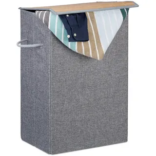 Relaxdays Wäschekorb , Grau , Holz , 40x60x30 cm , Haushalt & Kleinelektro, Wäschepflege, Wäschekörbe & Wäschetonnen